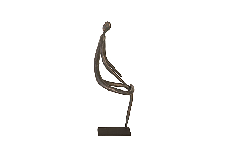 Abstract Figure on Metal Base Bronze Finish, Leg Folded