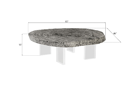 Floating Coffee Table on Acrylic Legs Gray Stone, Size Varies