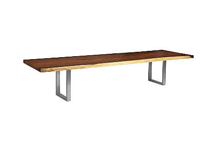 Origins Dining Table, Live Edge Natural, Brushed Stainless Steel Legs