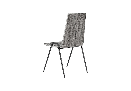 Forged Leg Dining Chair Chamcha Wood, Gray Stone Finish, Metal
