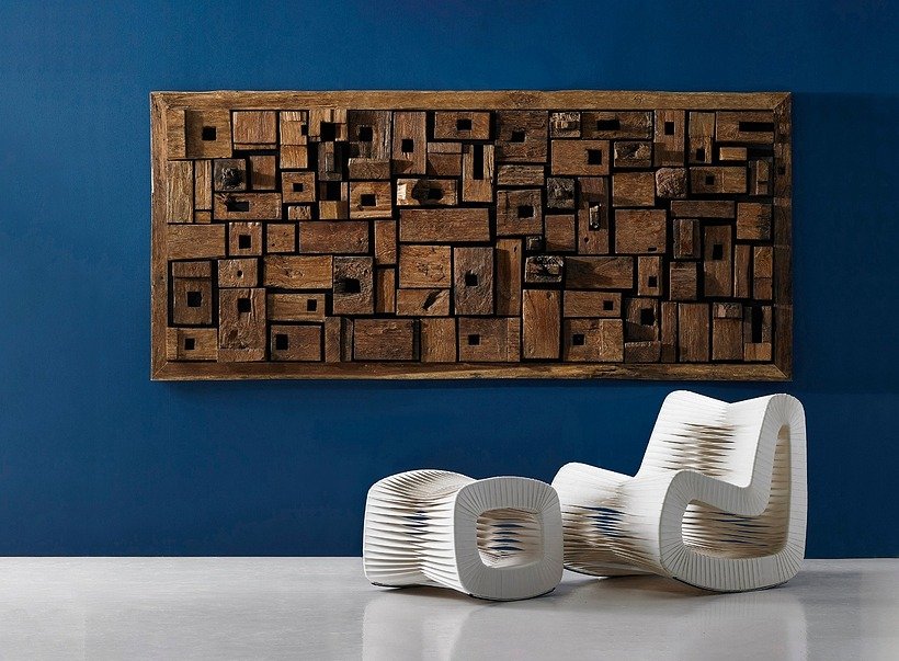 Large Natural wood slab Mosaic Wall Art, 3D Wooden discs Decor